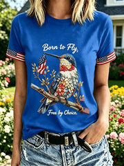 Women's Independence Day Hummingbird Short-sleeved T-shirt gracestitchs