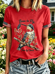 Women's Independence Day Hummingbird Short-sleeved T-shirt gracestitchs