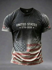 Men's Vintage Independence Day Faith Flag Art Short Sleeve T-shirt gracestitchs