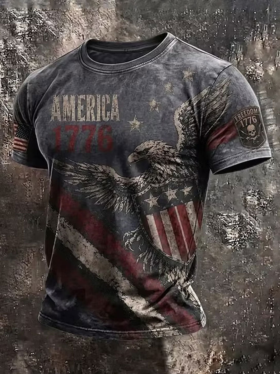 Men's USA 1776-2026 Printed Casual T-Shirt gracestitchs