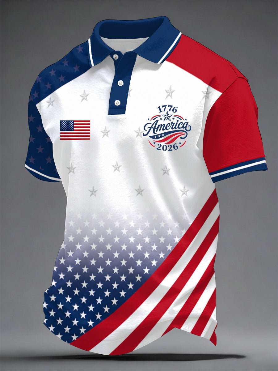 Men's USA 1776-2026 Printed Casual Top gracestitchs