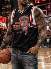 Men's Chicago King Basketball Lover Printed Tank Tops