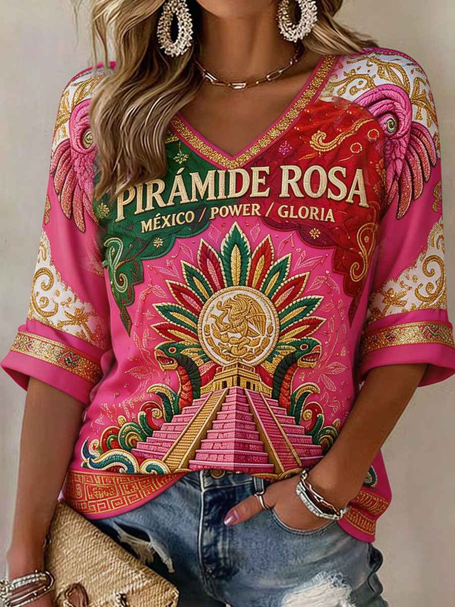 Women's Mexico Football Lover Art Printed T-shirt