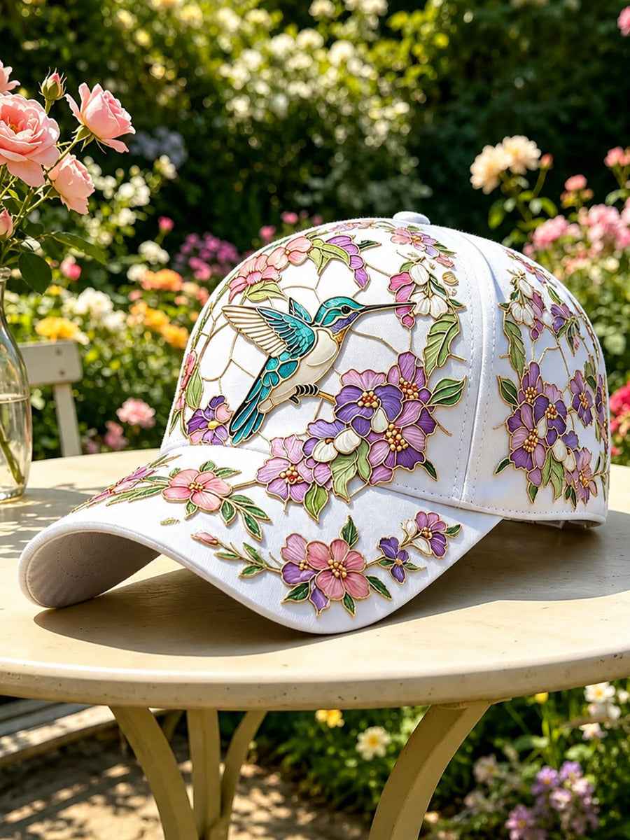 Unisex Floral Hummingbird  Hat