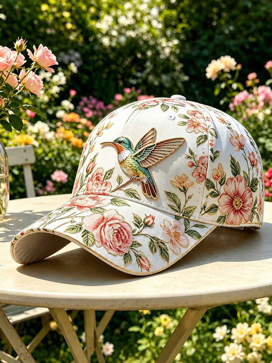 Unisex Floral Hummingbird  Hat