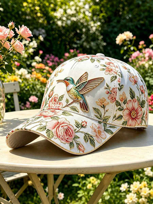 Unisex Floral Hummingbird  Hat