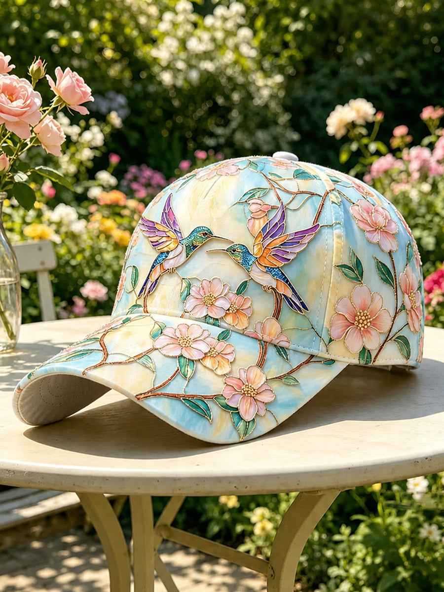Unisex Floral Hummingbird  Hat