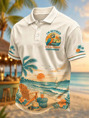Men's I'm Retired It's 5 O'clock Everywhere Parrot Print Casual Polo