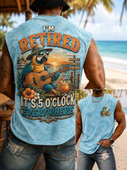 Men's I'm Retired It's 5 O'clock Everywhere Parrot Print Casual Vest