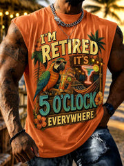 Men's I'm Retired It's 5 O'clock Everywhere Parrot Print Casual Vest