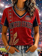 Women's Gift For Soccer Fans Print Casual V-Neck Tee
