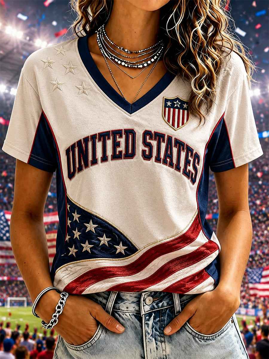 Women's Gift For Soccer Fans Print Casual V-Neck Tee