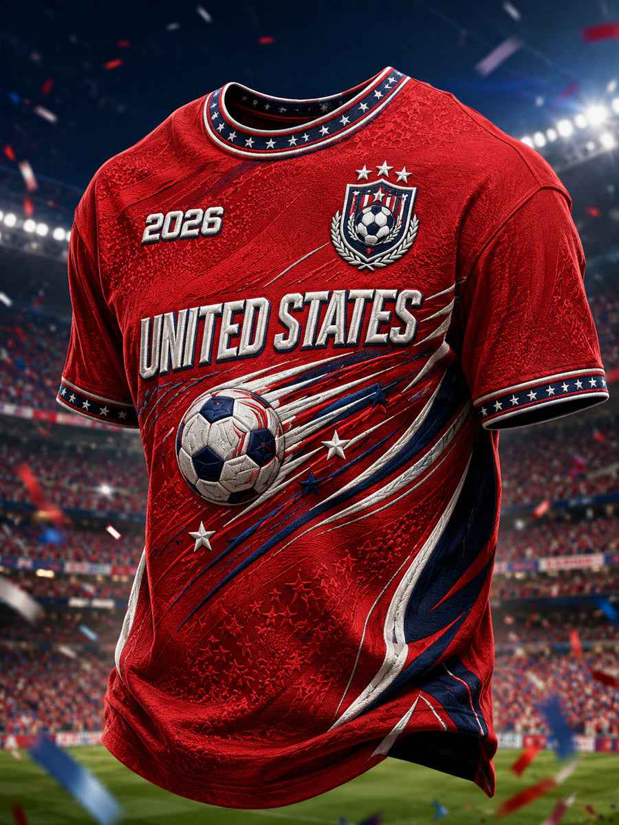 Men's Gift For Soccer Fans Print Casual Short Sleeve T-shirt