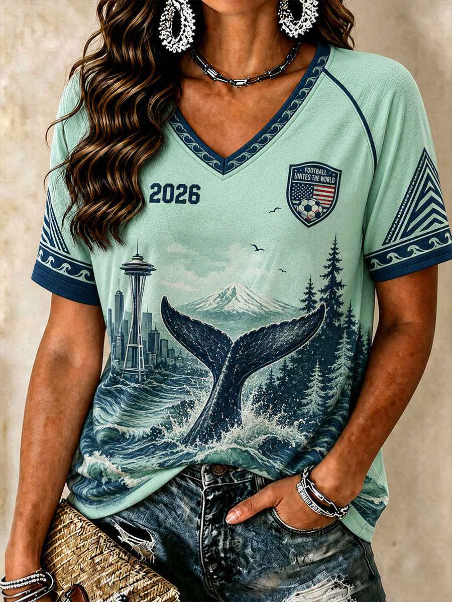 Women's American Football 2026 V-Neck T-Shirts