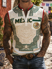 Men's Mexico Pride Art Printed Linen Tank Tops gracestitchs