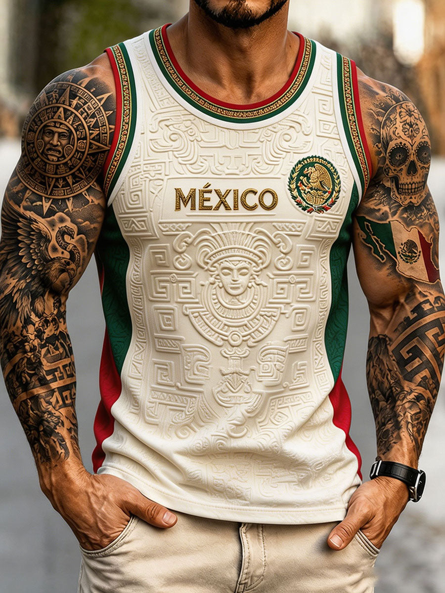 Men's Mexico Football Lover Art Printed Tank Tops gracestitchs