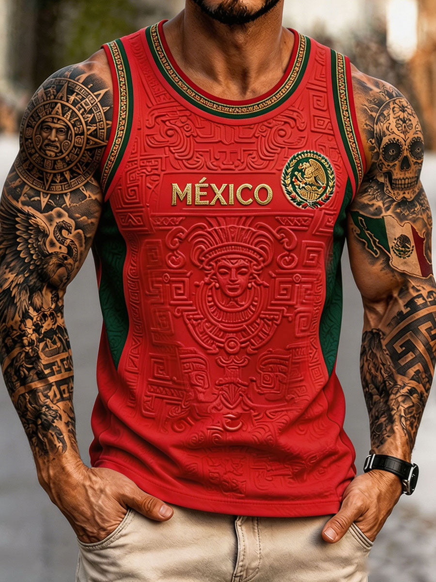 Men's Mexico Football Lover Art Printed Tank Tops gracestitchs