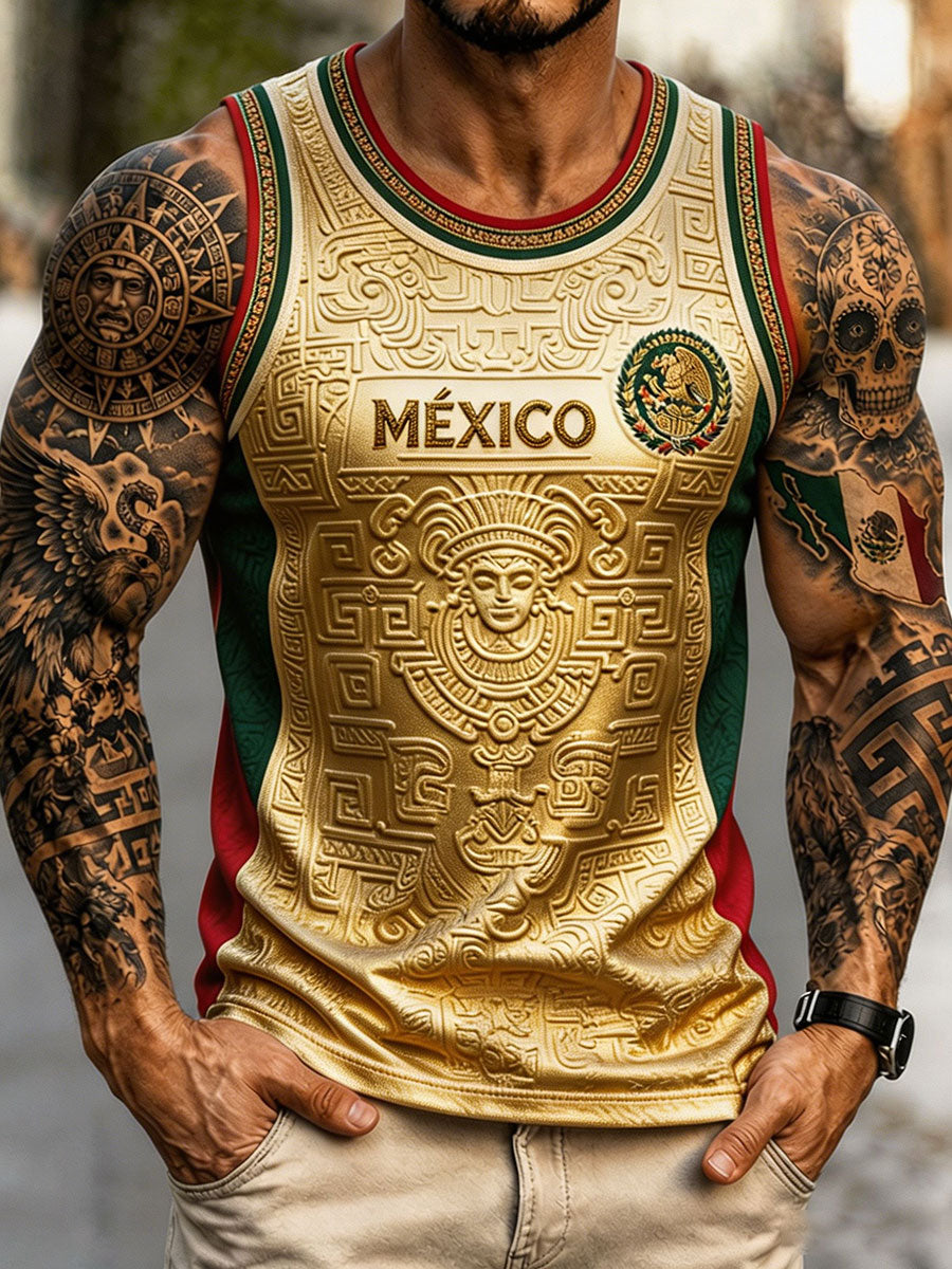 Men's Mexico Football Lover Art Printed Tank Tops gracestitchs