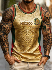 Men's Mexico Football Lover Art Printed Tank Tops gracestitchs
