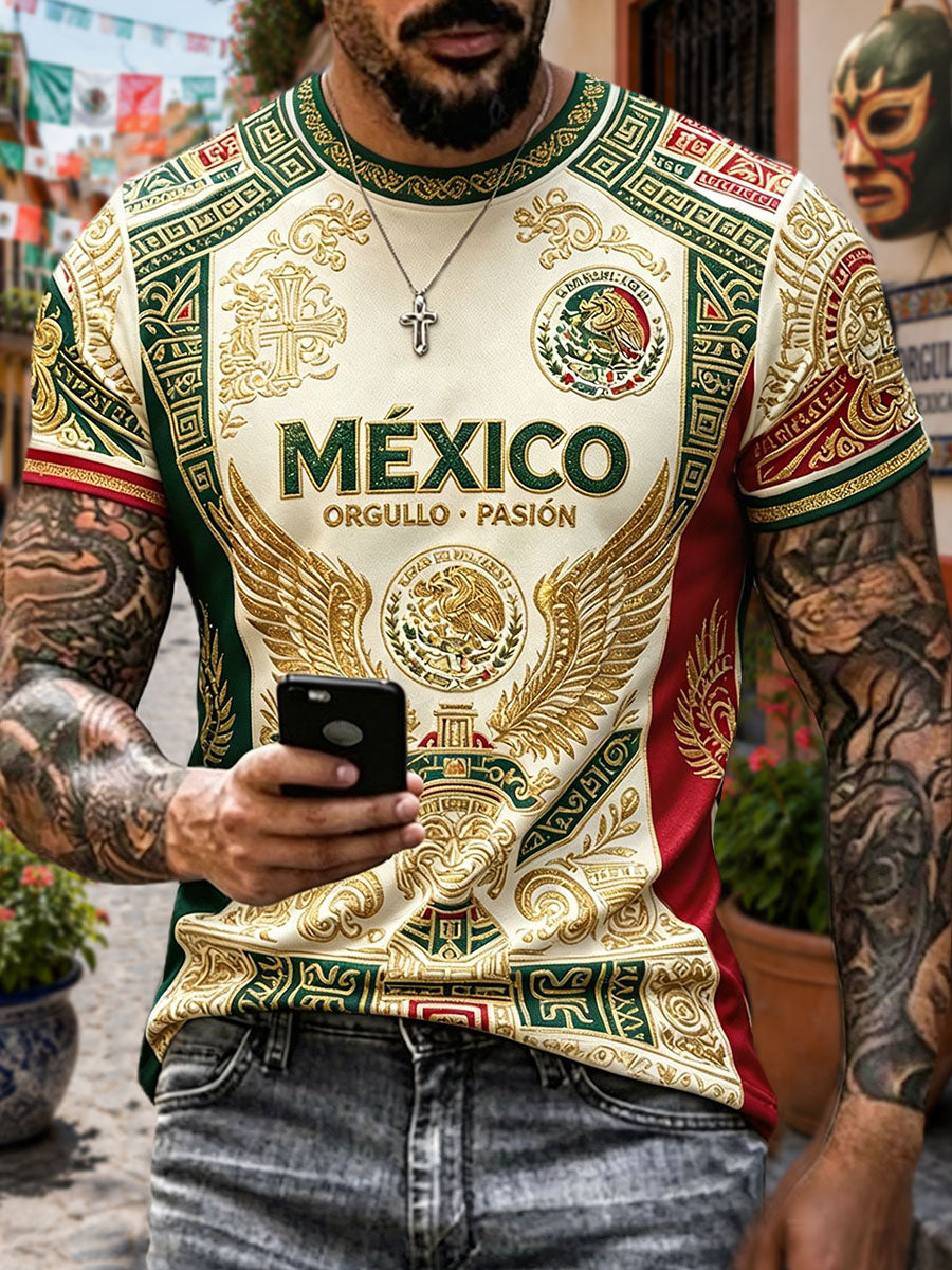 Men's Mexico Football Lover Art Printed T-shirt gracestitchs