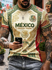 Men's Mexico Football Lover Art Printed T-shirt gracestitchs