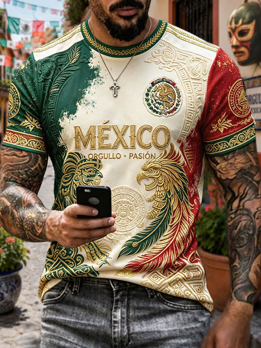 Men's Mexico Football Lover Art Printed T-shirt gracestitchs