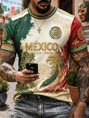 Men's Mexico Football Lover Art Printed T-shirt gracestitchs