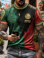 Men's Mexico Football Lover Art Printed T-shirt gracestitchs