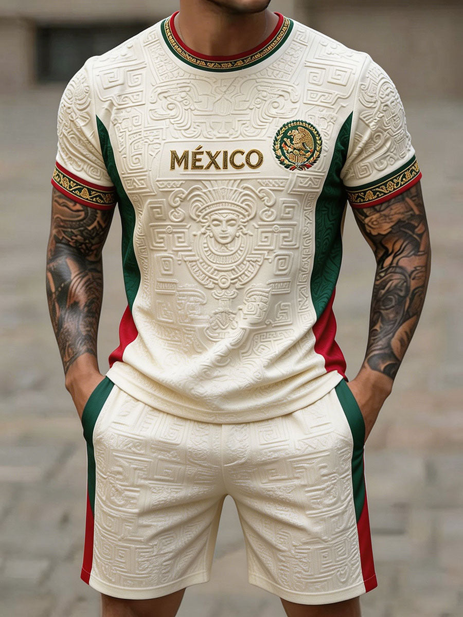 Men's Mexico Football Lover Art Printed Sets gracestitchs