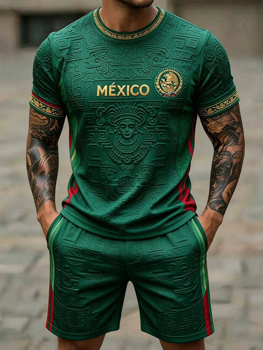 Men's Mexico Football Lover Art Printed Sets gracestitchs