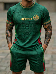 Men's Mexico Football Lover Art Printed Sets gracestitchs
