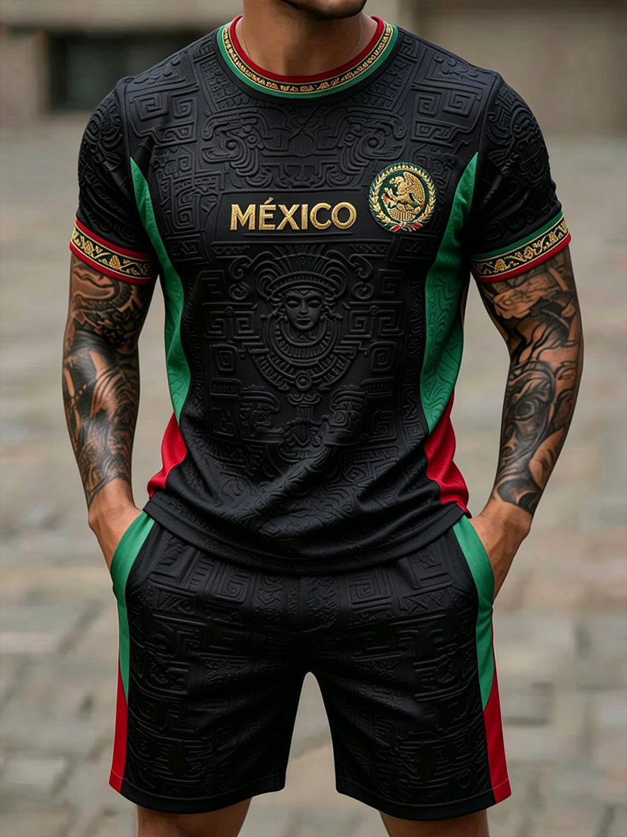 Men's Mexico Football Lover Art Printed Sets gracestitchs