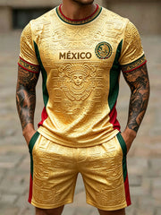 Men's Mexico Football Lover Art Printed Sets gracestitchs