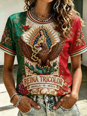 Women's Mexico Football Lover Art Printed T-shirt gracestitchs