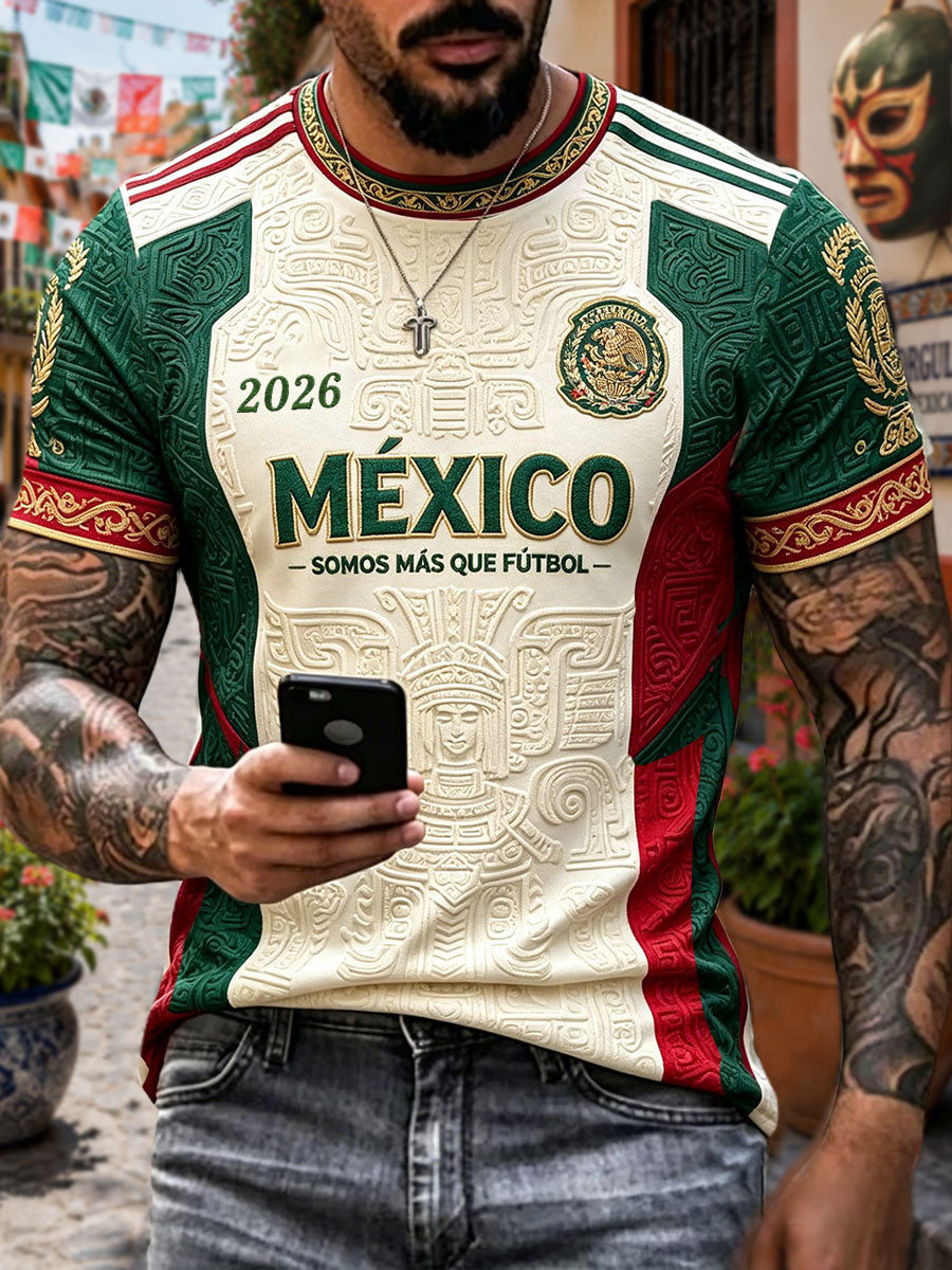 Men's Mexico Football Lover Art Printed T-shirt gracestitchs