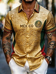 Men's Mexico Football Lover Art Printed Shirt gracestitchs