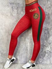 Women's Mexico Football Lover Art Printed Leggings gracestitchs