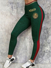 Women's Mexico Football Lover Art Printed Leggings gracestitchs