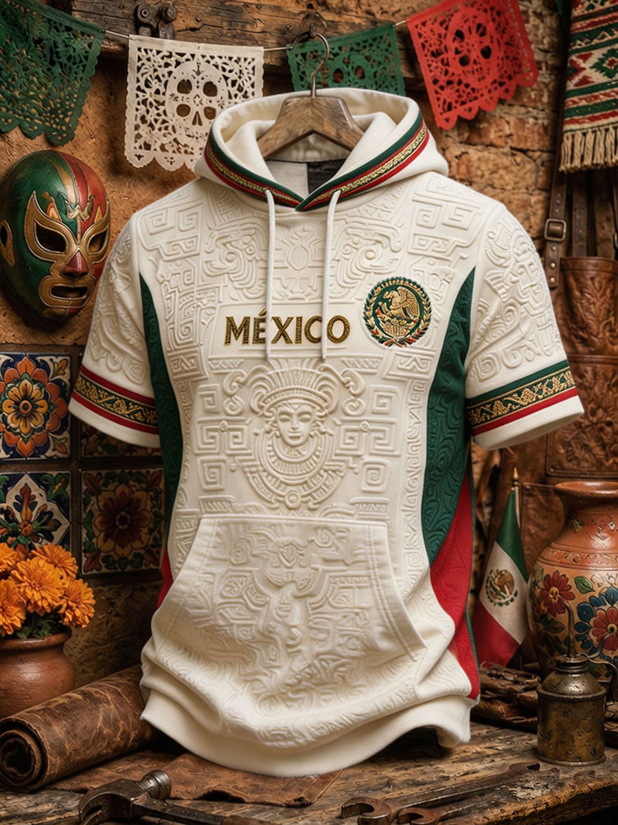 Men's Mexico Football Lover Art Printed Casual Tops gracestitchs