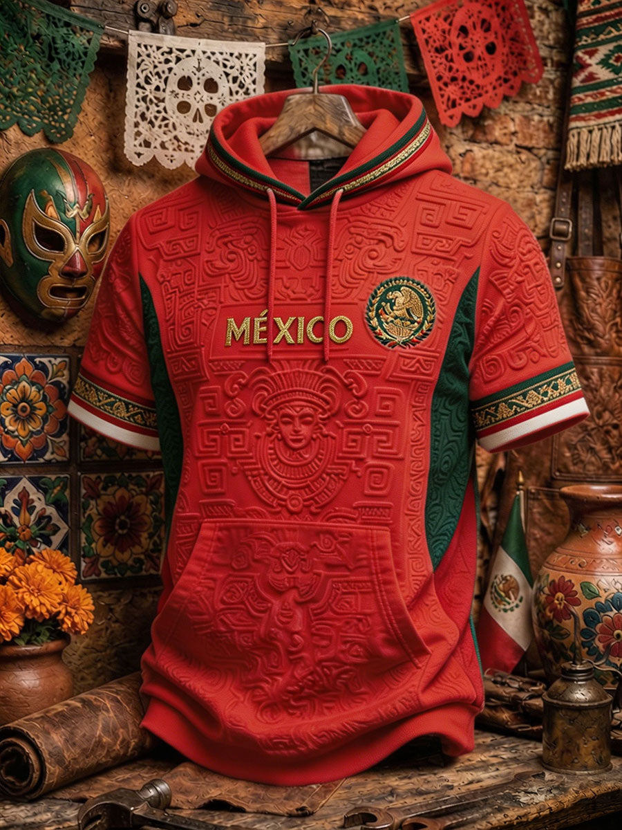 Men's Mexico Football Lover Art Printed Casual Tops gracestitchs