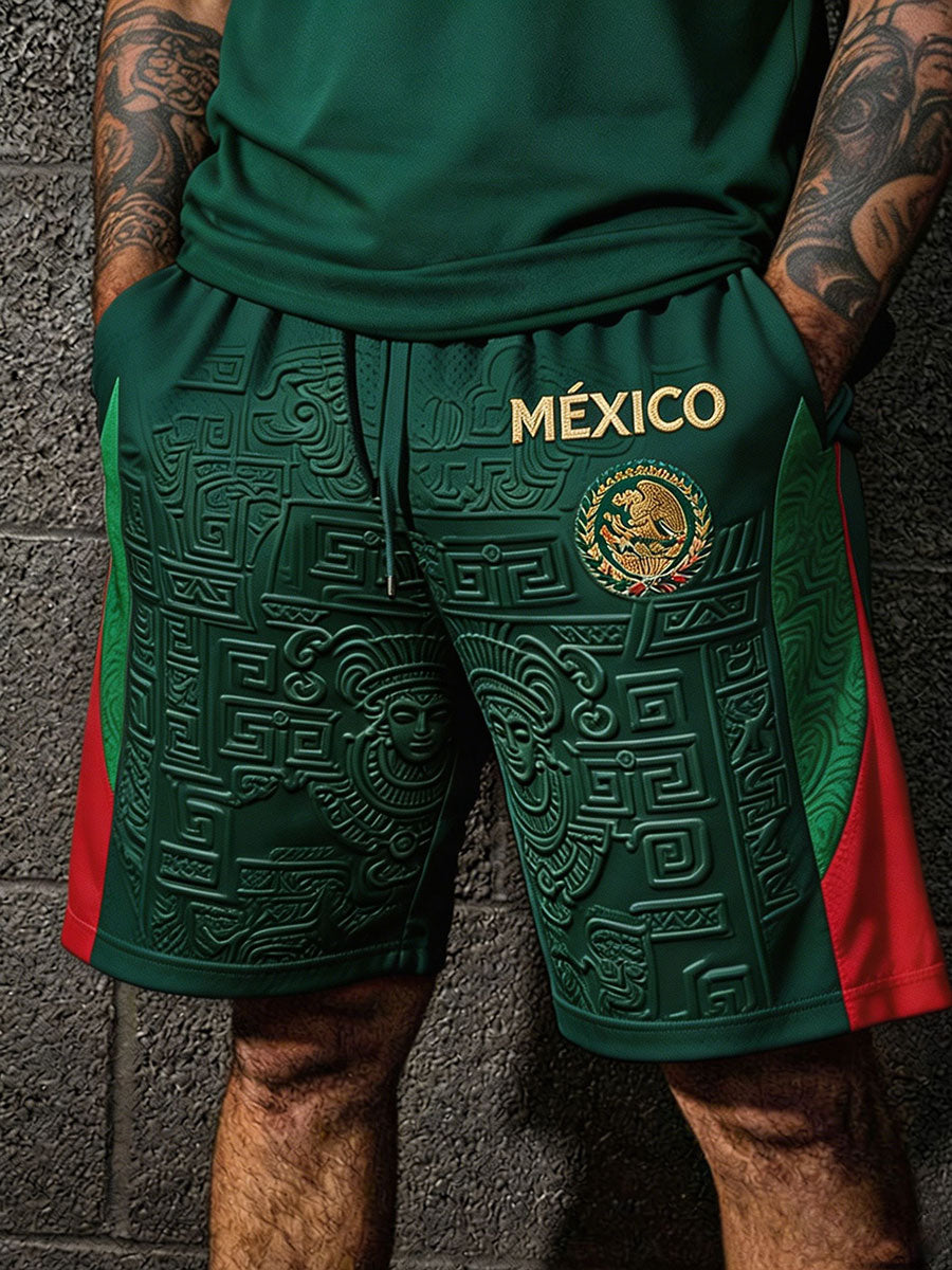 Men's Mexico Football Lover Art Printed Shorts gracestitchs