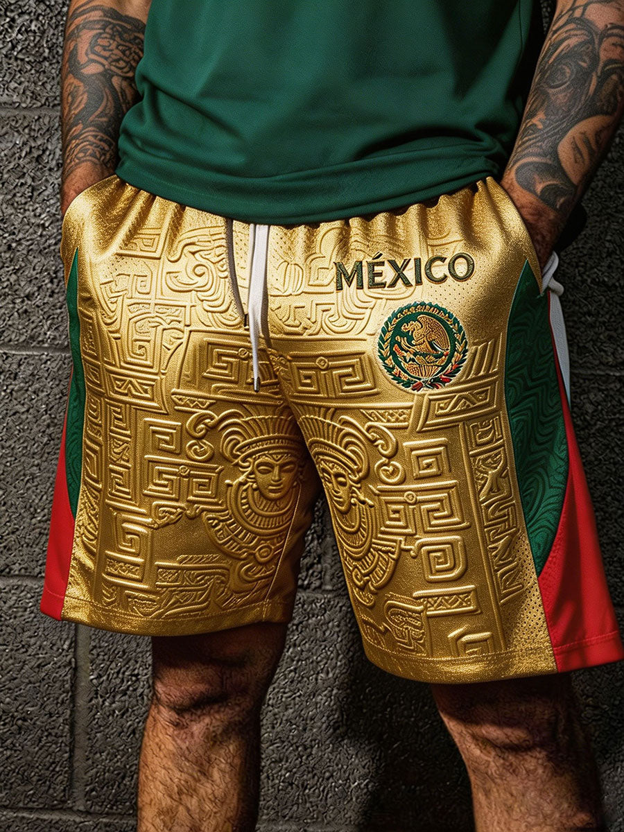 Men's Mexico Football Lover Art Printed Shorts gracestitchs