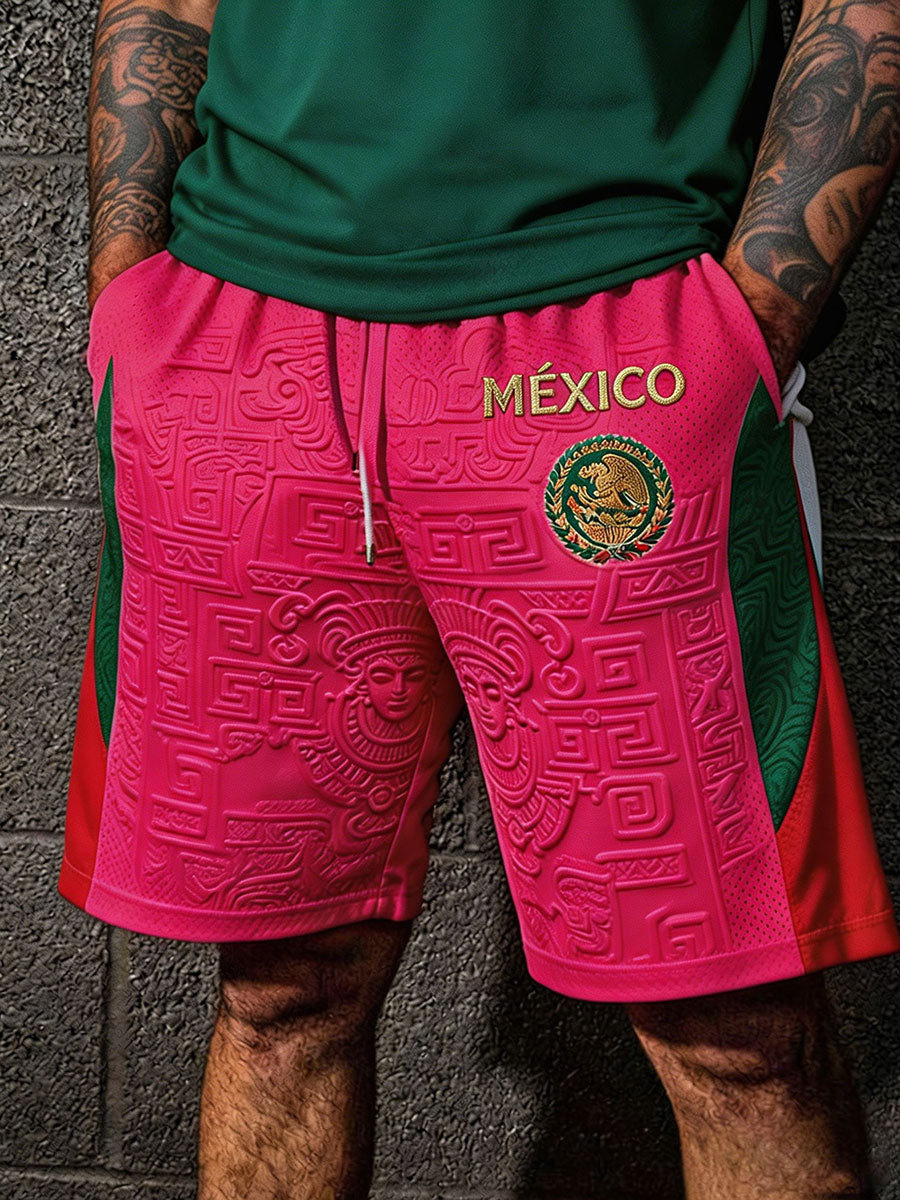 Men's Mexico Football Lover Art Printed Shorts gracestitchs