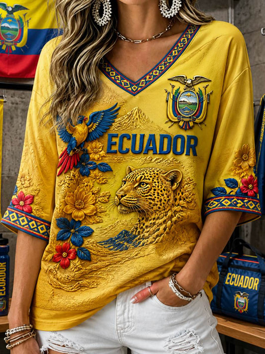 Women's Mid-length Sleeves V-Neck T-Shirt gracestitchs