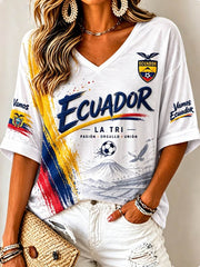 Women's Mid-length Sleeves V-Neck T-Shirt gracestitchs