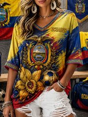 Women's Mid-length Sleeves V-Neck T-Shirt gracestitchs