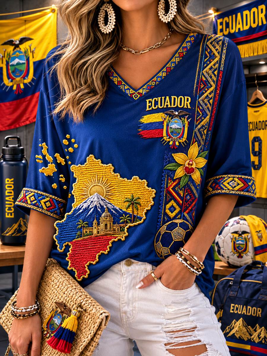 Women's Mid-length Sleeves V-Neck T-Shirt gracestitchs