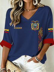 Women's Mid-length Sleeves V-Neck T-Shirt gracestitchs