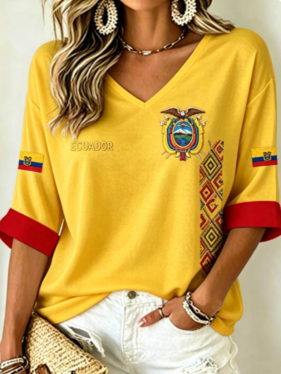 Women's Mid-length Sleeves V-Neck T-Shirt gracestitchs