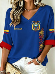 Women's Mid-length Sleeves V-Neck T-Shirt gracestitchs